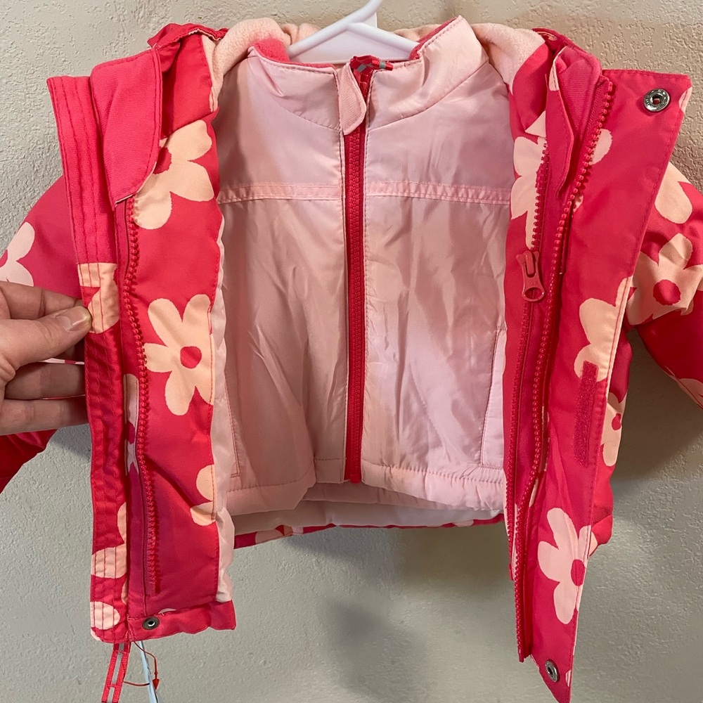 NWT Cat & Jack Pink Floral Multilayer Hooded Jacket - Picture 4 of 10